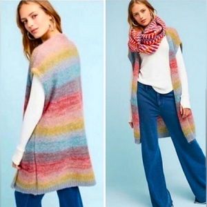 Anthropologie Moth Rinda Rainbow Striped Knit Sleeveless Cardigan